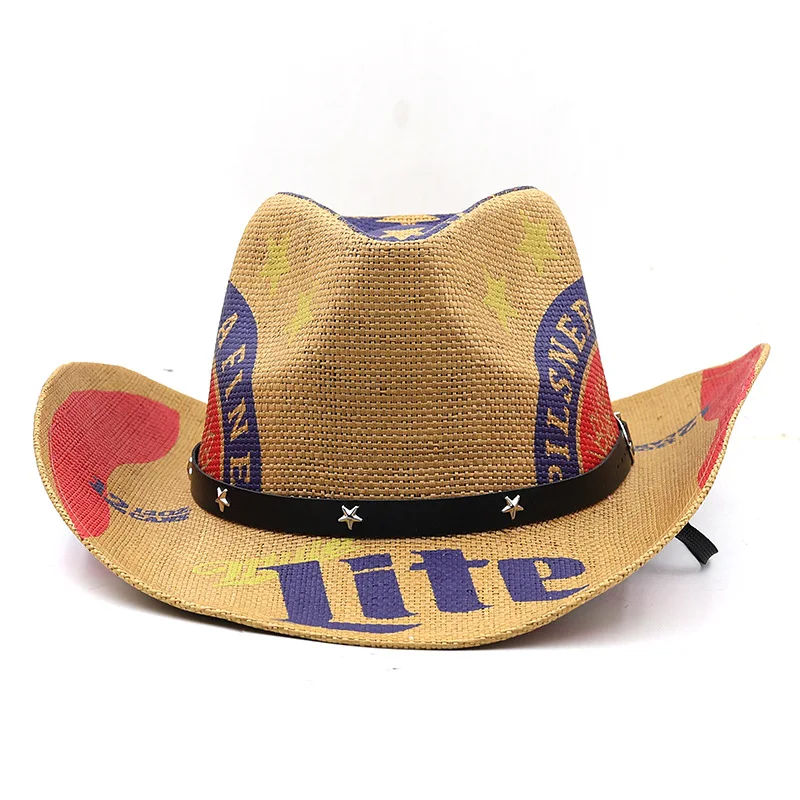 Classic American Flag PanamaJazz Straw Hat for Men Women New Outdoor Western Cowboy Hat for Casual Sports Travel for Adults