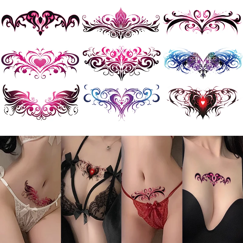 Hadiyah Beauty Body Tattoos Stickers, Cover Scar Female Tattoo, Navel and Neck Temporary Tattoos for Girl and Adult Women