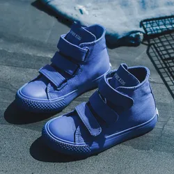 Children School Casual Sneakers Slip On Canvas Kids Shoes High-Top Candy Color Trendy Kids Canvas Shoes
