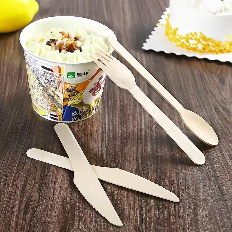Natural biodegradable bulk birch wood spoon/forks/knives disposable wooden cutlery