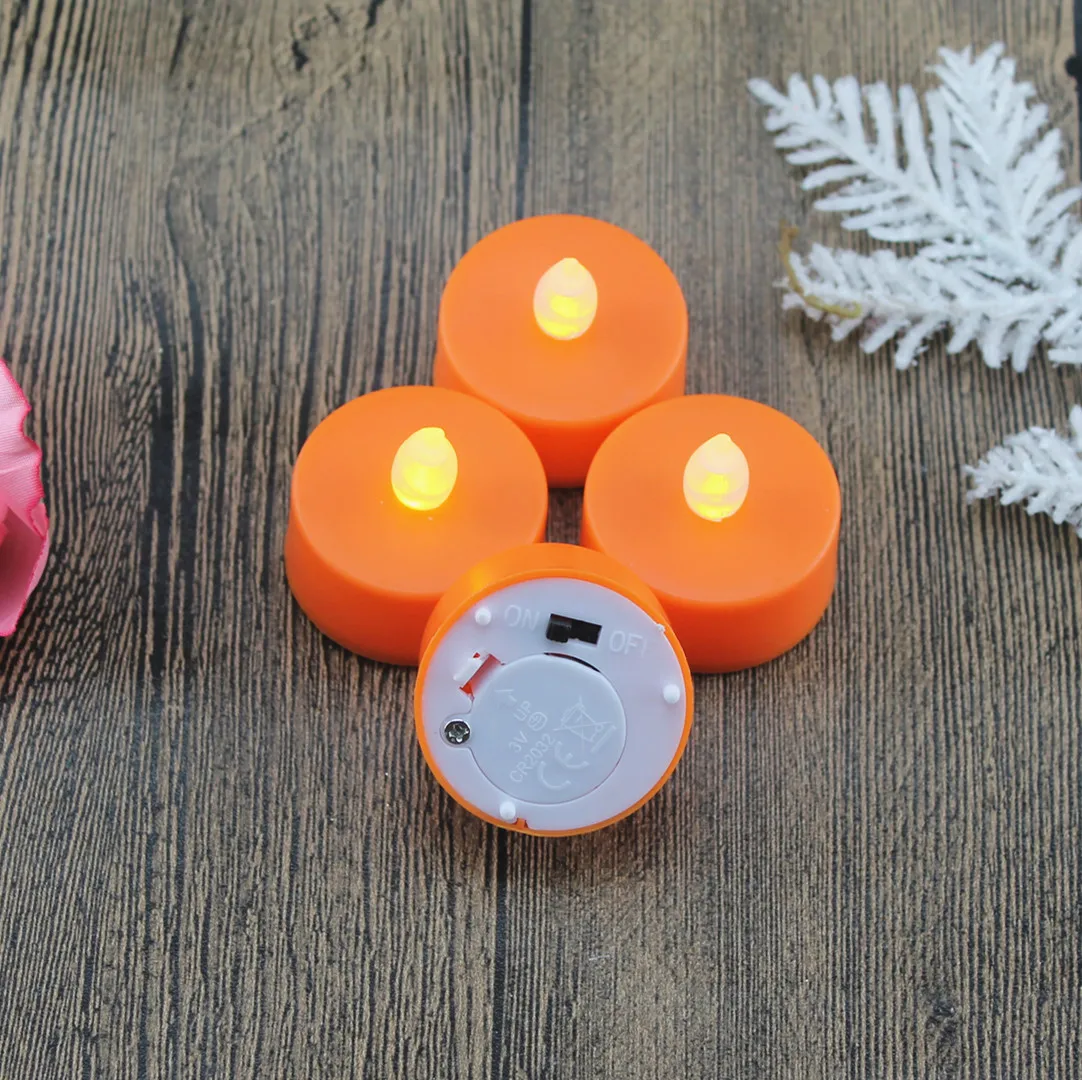 Orange pillar led tea light warm yellow light and colorful light for you to choose