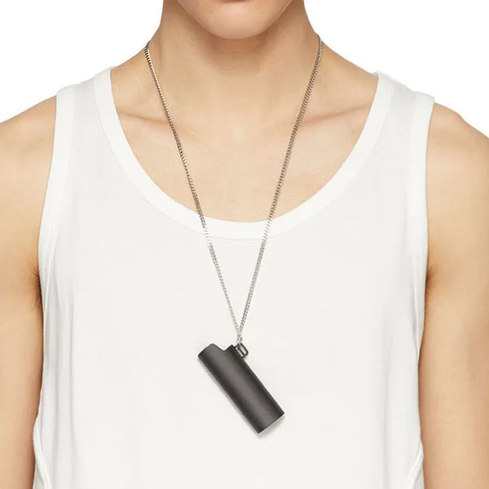 
Popular factory direct sell new gold necklace necklace hip hop lighter case cover holder men necklace with Brand Logo 