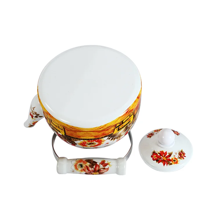 1.5L / 2L /2.5L China funny forest cast iron enamel coated  flower tea kettle with  ceramic handle