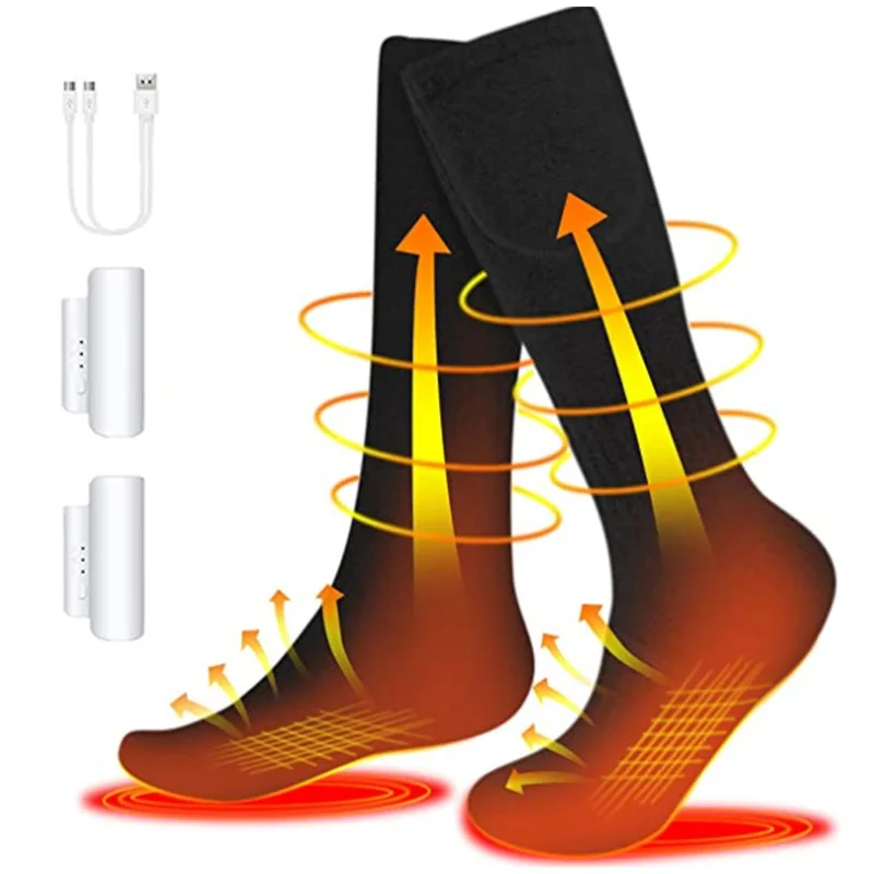 Custom Winter Electric Self Heated Sock Chaussettes Chauffantes Usb Rechargeable Battery Heated Socks