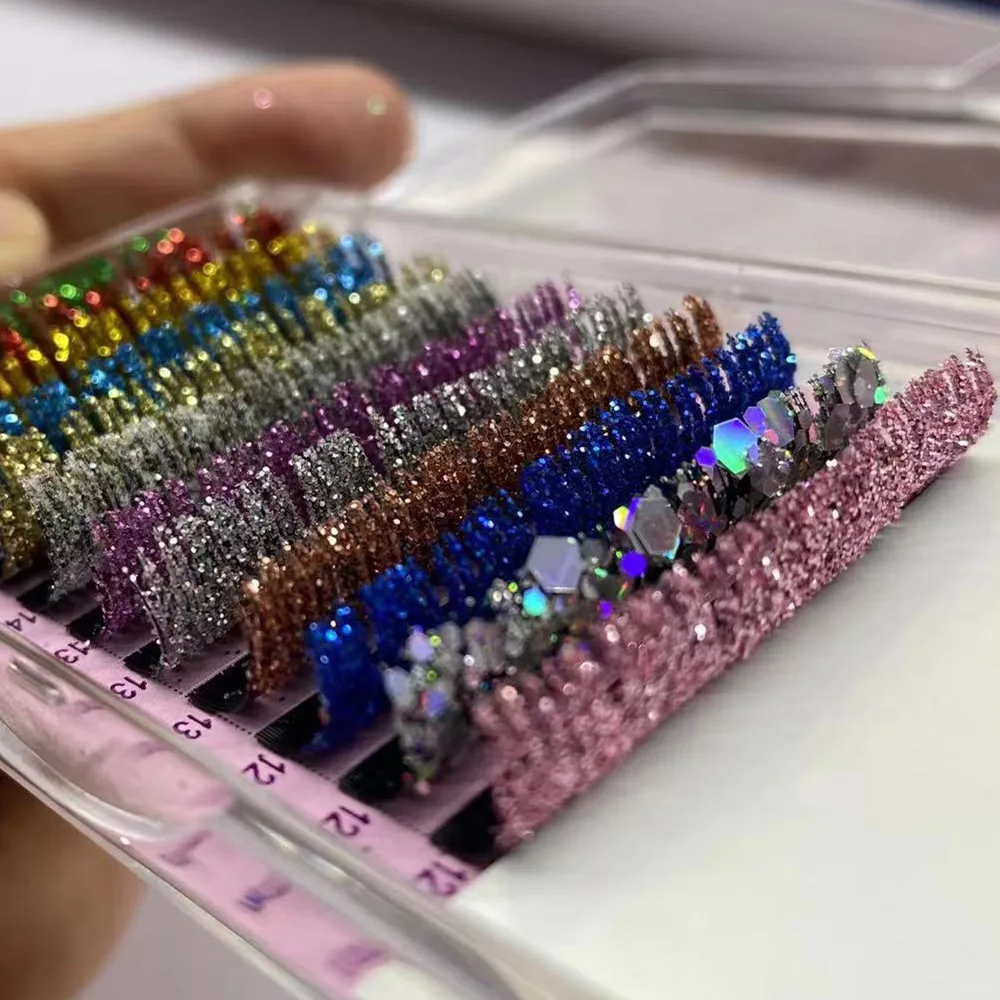 Classic Eyelash Extensions Manufacturer  Natural Glitter Colorful Eyelash Extension Colorful Eyelash Extension the factory