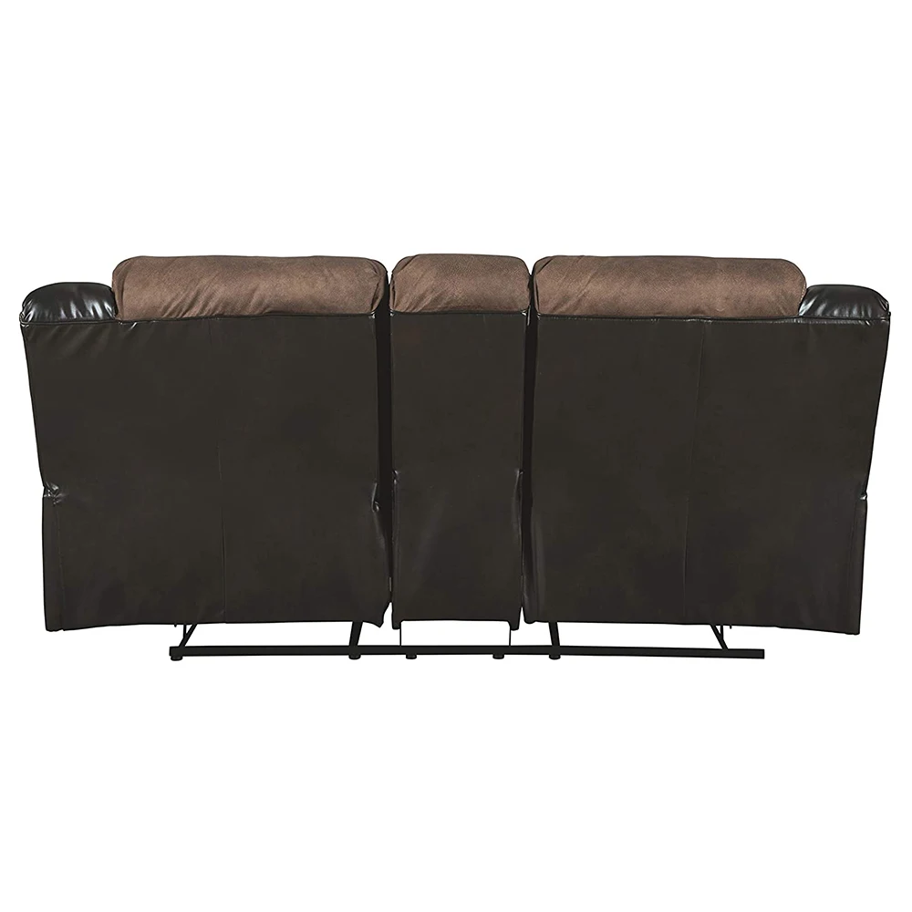 Faux Leather Manual Double Reclining Loveseat Brown 2 Seats Cinema Recliner Sofa