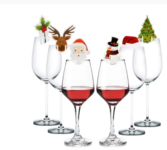 Elk Snowman Cup Card Christmas Wine Glass Decoration 10pcs Wine Bottle Card