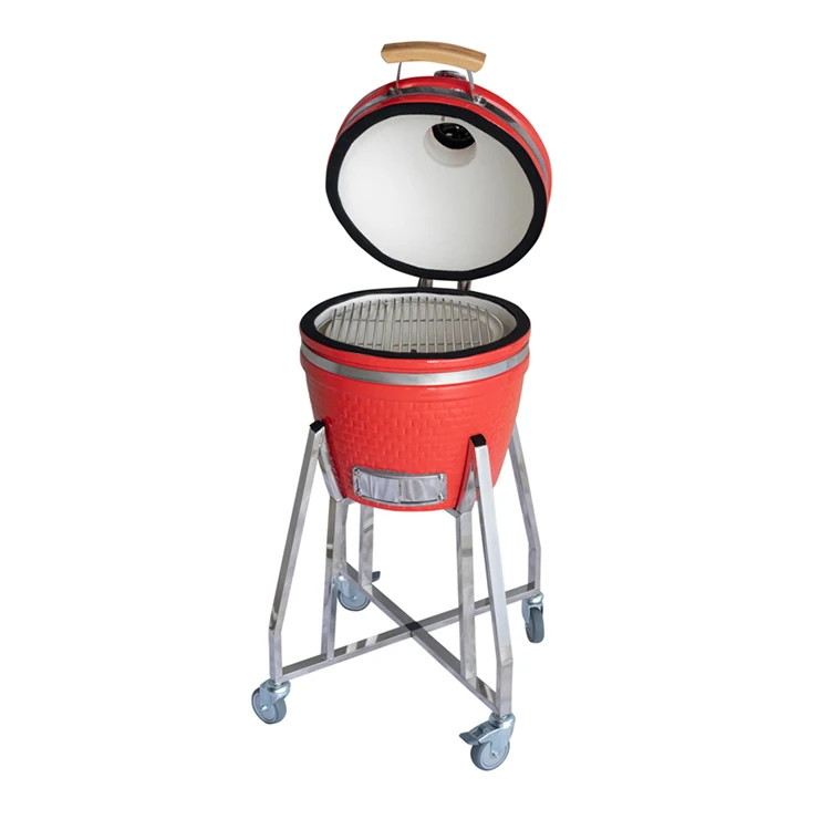 Hot Selling 16 Inch Red Ceramic Kamado with Removable Stand