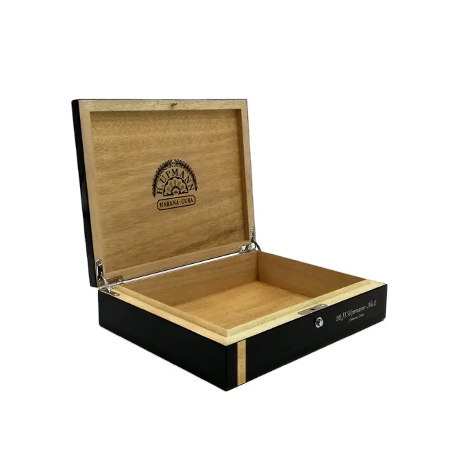 Factory Black Wooden Cigar Box Small Humidor Box