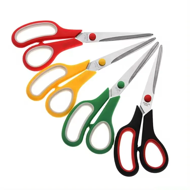 8 Inch Multicolor Stainless Steel Multipurpose Student & Office Scissors for Paper & Sewing Industrial Grade OEM Household Use
