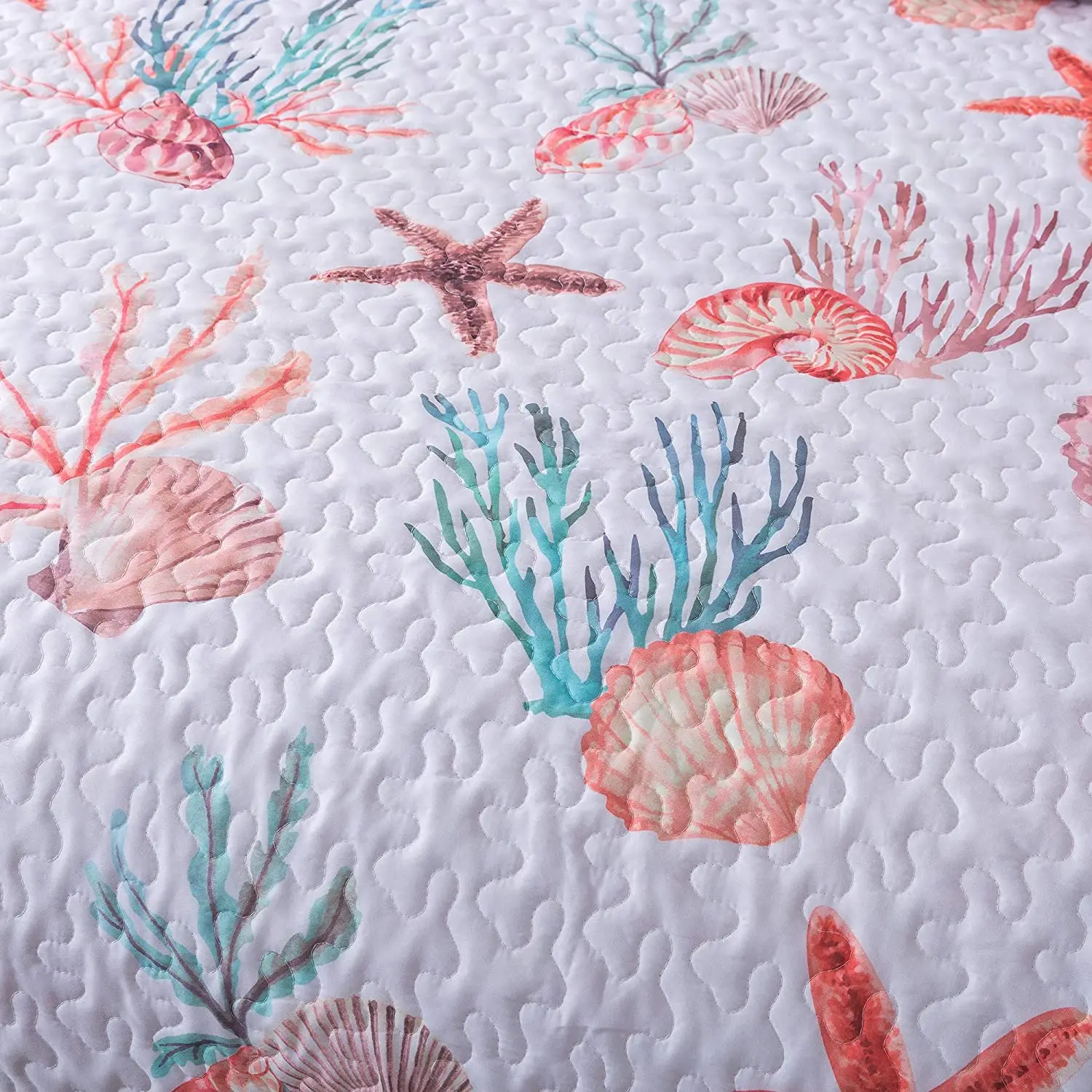 Lovely and Cute Seaside Treasures Bedding Quilt Set - Queen Lightweight Quilted Bedspread