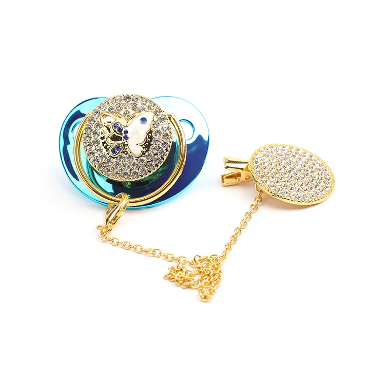 2024 fully-drilled New Baby Pacifier Rose Gold Bling Teether BPA Free Newborn Silicone Pacifier Baby Soother Nipple wholesale