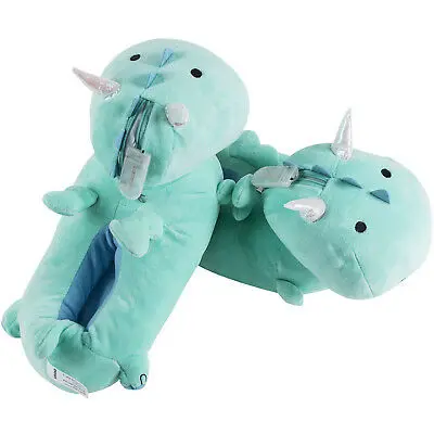 Wholesale Green Smoko Dragon LED Light up Slippers Plush For Kids Girls Women