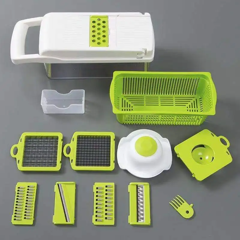 12 in 1 Multifunctional Vegetable Cutter Shredders Slicer With Basket Fruit Potato Chopper Carrot Grater Slicer Mandoline