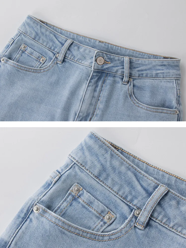 Customized order 2014 new arrival Light denim jeans washed high-waisted wide-leg women pants