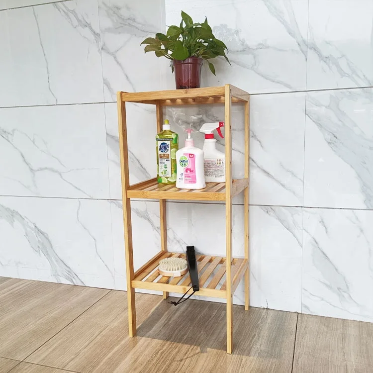 Hot Selling OEM/ODM Wooden Etagere Bathroom Caddy Shower Rack Estante De Madera Bamboo Bathroom Shelf For Home