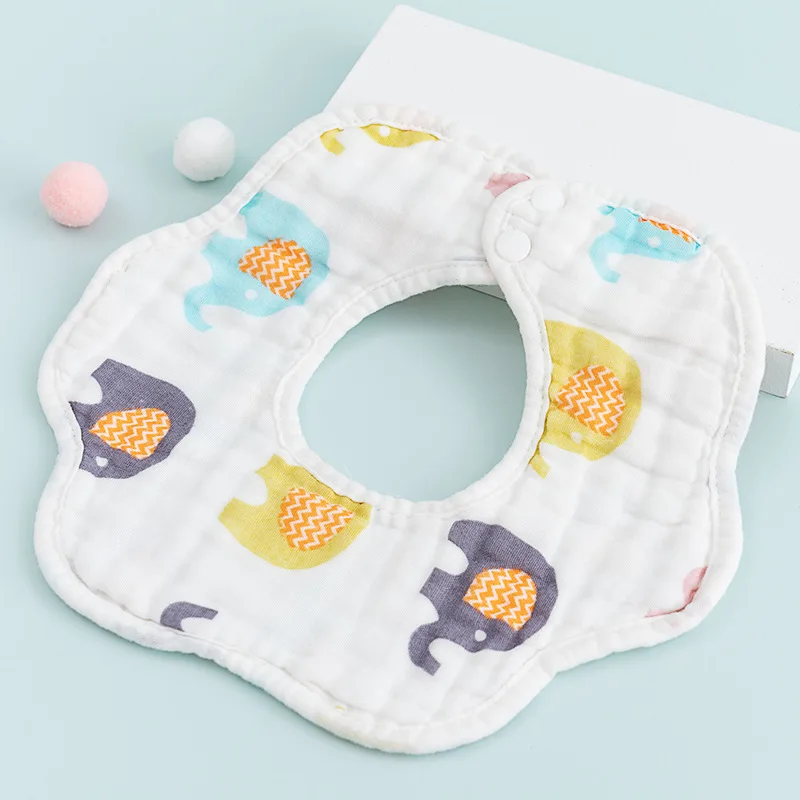 
Super Absorbent Hypoallergenic 6 Layers 100% Cotton Fancy 360 Degree Flower Shape Muslin Pullover Baby Bandana Drool Bibs 