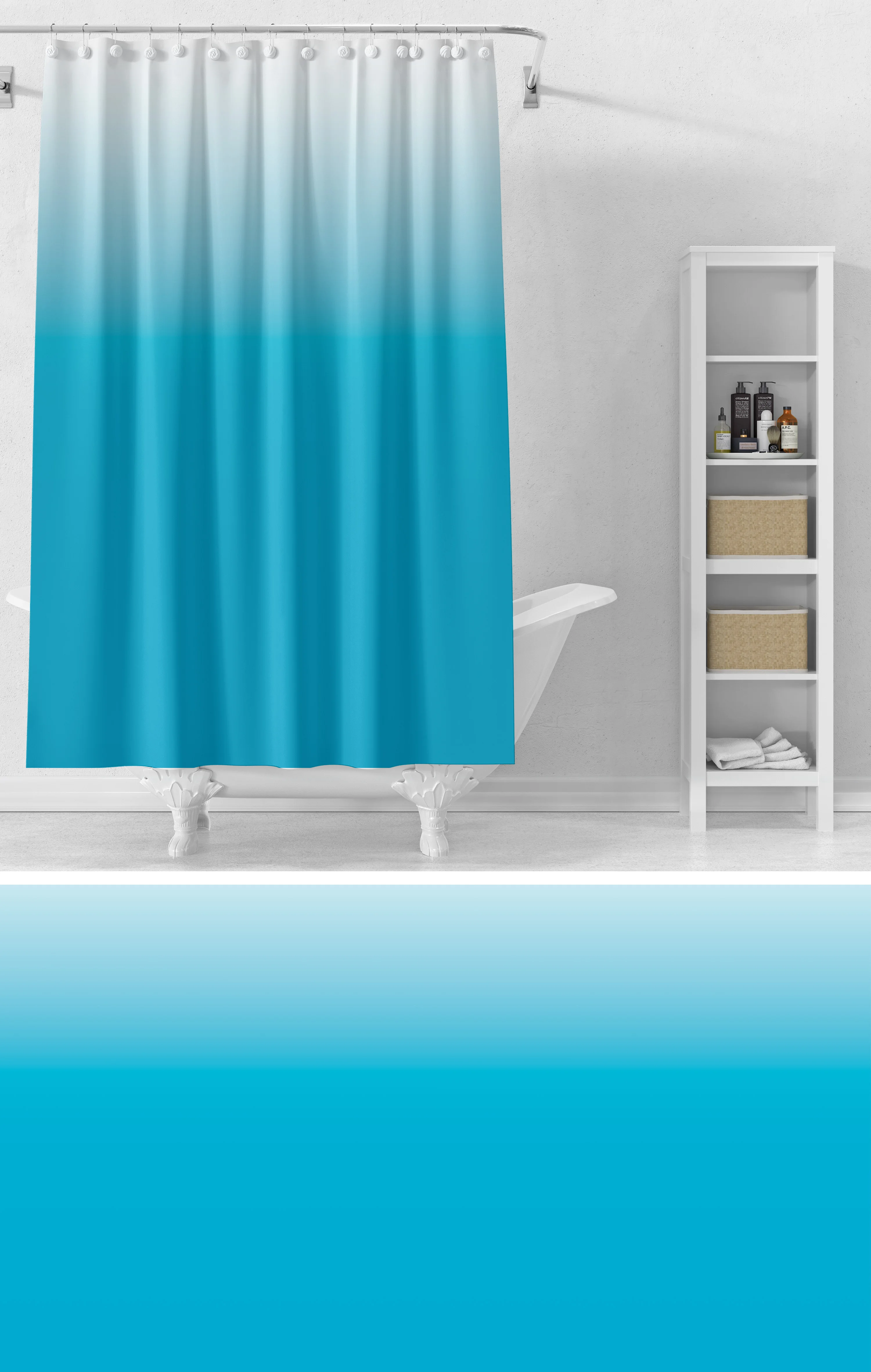 Customized Size Polyester solid Gradient shower curtain Waterproof fabric Shower Curtain Mixed color shower curtain