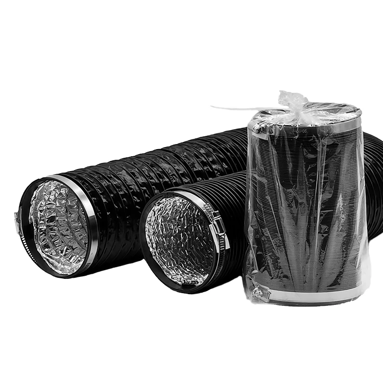 2 sets HVAC system  4 inch  8ft Non-Insulated pvc aluminum foil Combine  flexible  air duct   with 2 clamps