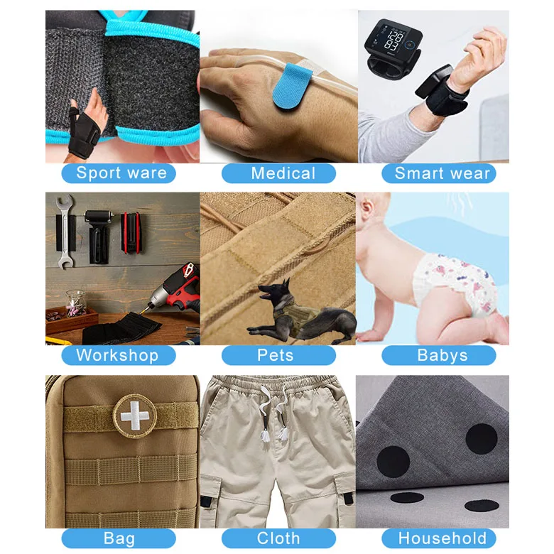 Strong power special wholesale of nylon hook and loop square self-adhesive helmet with high and low temperature resistance tape