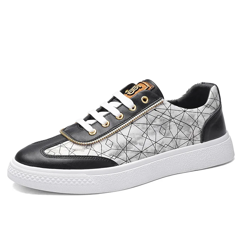 2021 four seasons new two layer cowhide leather shoes men fashion casual sports small white tide shoes