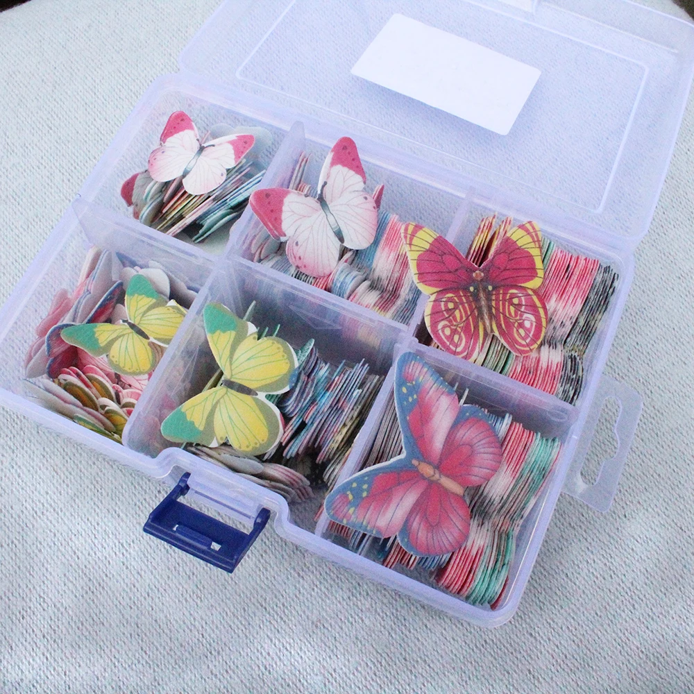 320pcs/box Mixed Butterfly Edible Glutinous Wafer Rice Paper Cake Cupcake Toppers Cake Decoration Birthday Wedding