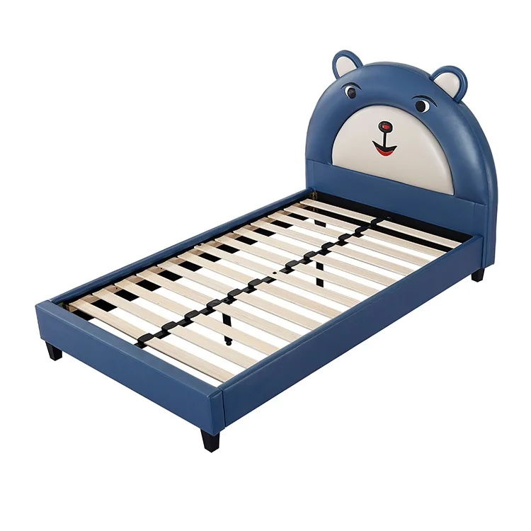 Children Bedroom Furniture Sets Multifunction Baby Style Modern Solid Wooden Blue Bed for Kids