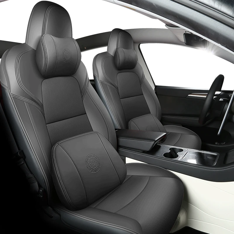 Sports Style  PU Leather Car Seat Covers Full Set Protector for Tesla Model3