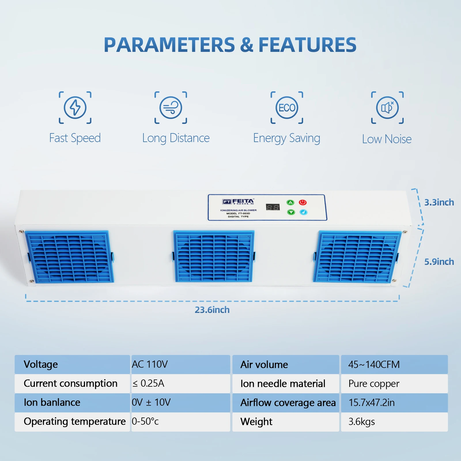 FEITA-003D ion fan new clean anti-static ion fan ESD ion generator static eliminator anti-static fan