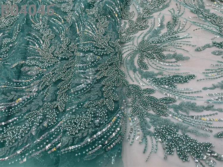 Hottest Luxury Beaded Lace Fabric With Sequin Embroidery Guipure Lace Fabrics For Dress