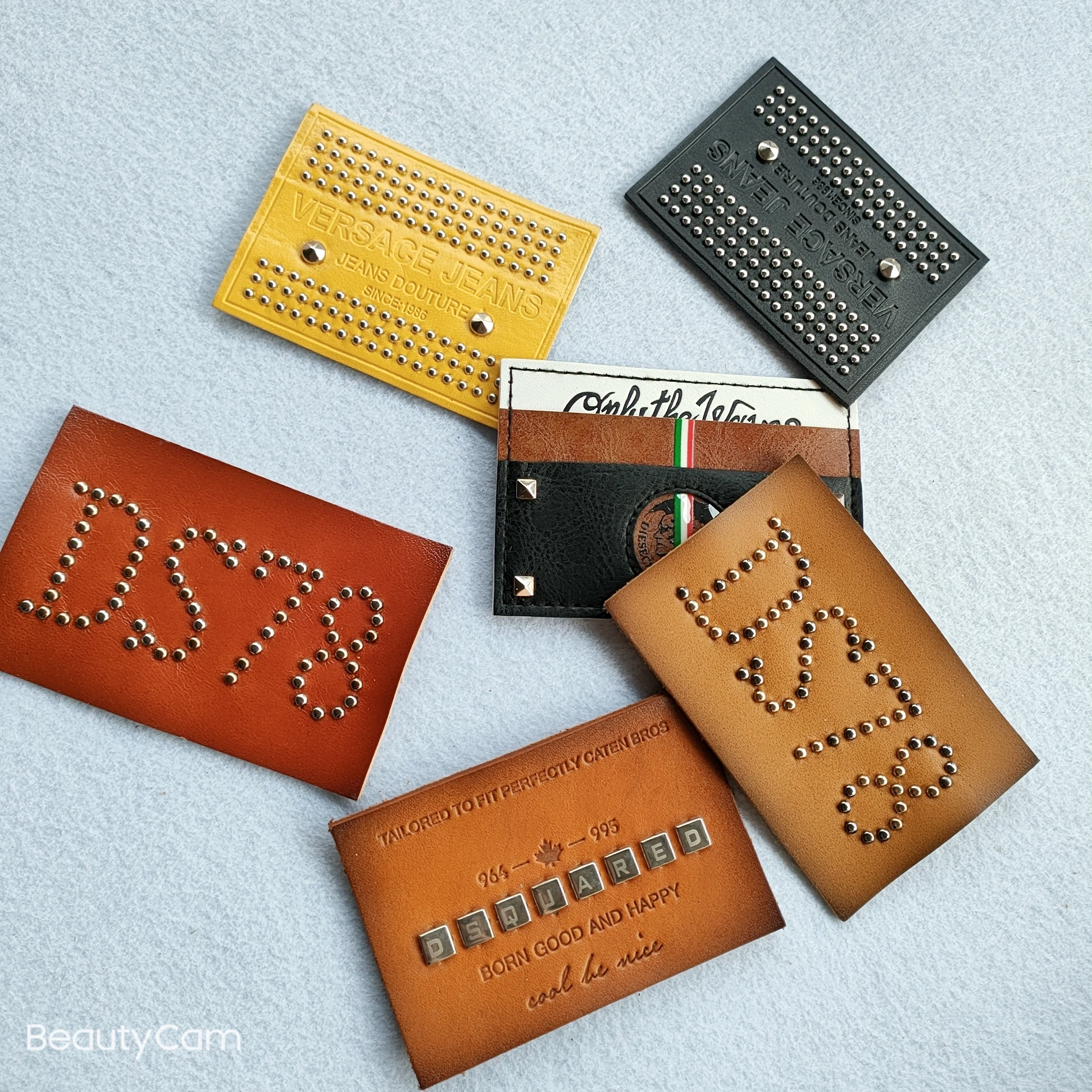 Manufacturer Custom Rivet Personality Premium Apparel Jeans Luxury Leather Apparel Leather Label