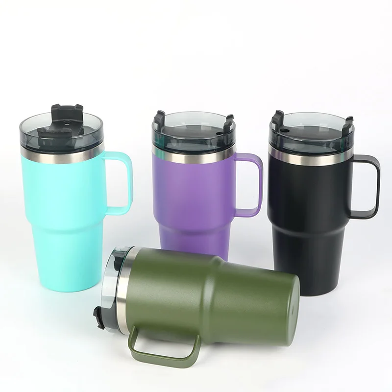 Small MOQ Large-Capacity Water Cup Double Wall Vacuum Coffee Mug 22oz 32oz Insulated Travel Mugs with Handle