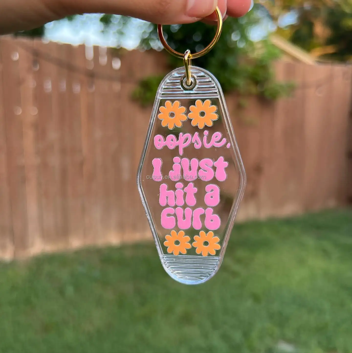 custom logo promotional blank plastic Retro vintage Motel Style Keychain