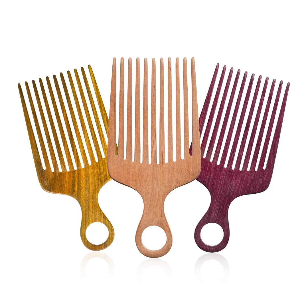 Factory Price Cheap Wide Tooth Comb Hair Hot Selling Detangling Wooden Afro Pick Beard Comb