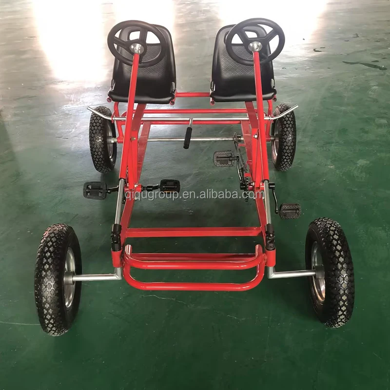 Professional supplier factory price four wheel heavy duty double seat pedal cart for adults pedal go karts