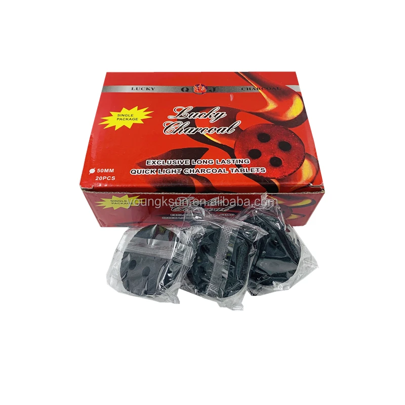 YKS instant lighting 50mm 4holes round hookah coal lucky charcoal tablets