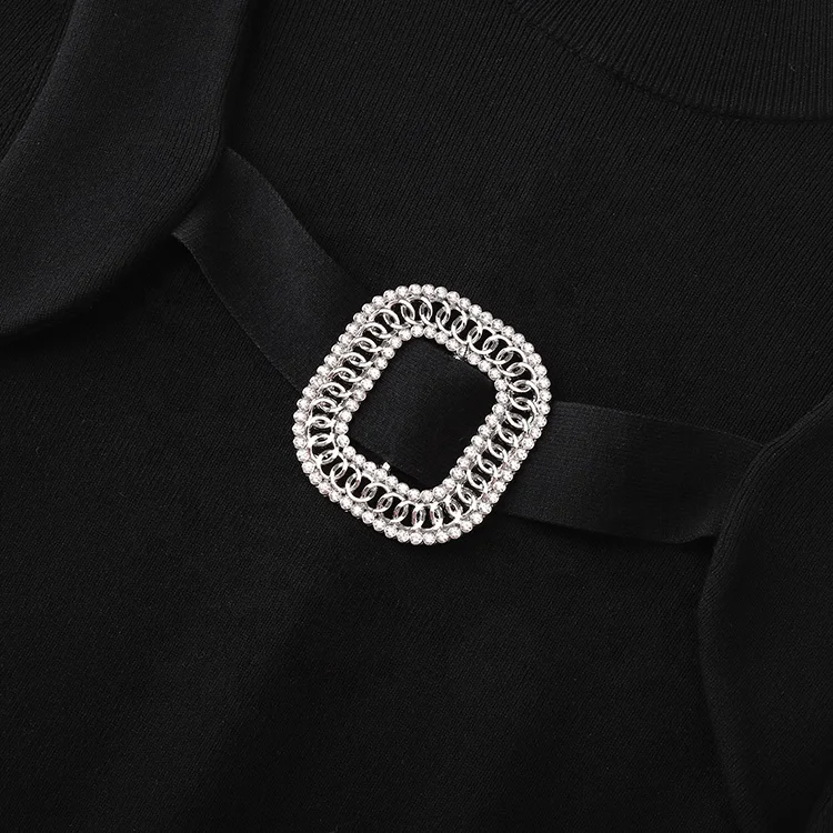 Knitwear manufacturer custom black fashion turtleneck long sleeved women knitted sweater dress