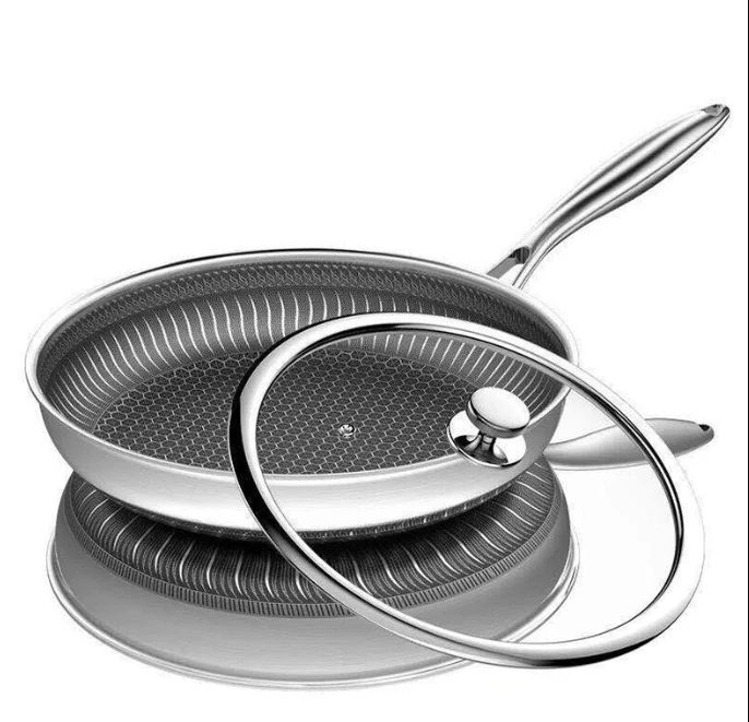 18/20/24/28cm/30/32/34/36cm Non stick Coating Frying Pan Stainless Steel Food Pan Hexclad Cookware Honey Comb Cooking Pans