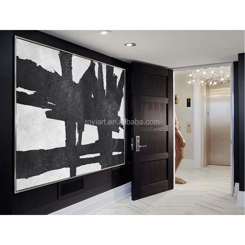 Amazon Top Seller Black and White Modern Art Contemporary Hand-made Canvas Oil Painting Factory Drop Shipping Ready To Ship