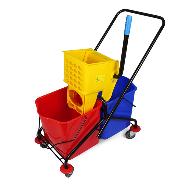 60L Professional Cleaning Trolley Double Bucket With Wringer Mop Wringer Wholesale