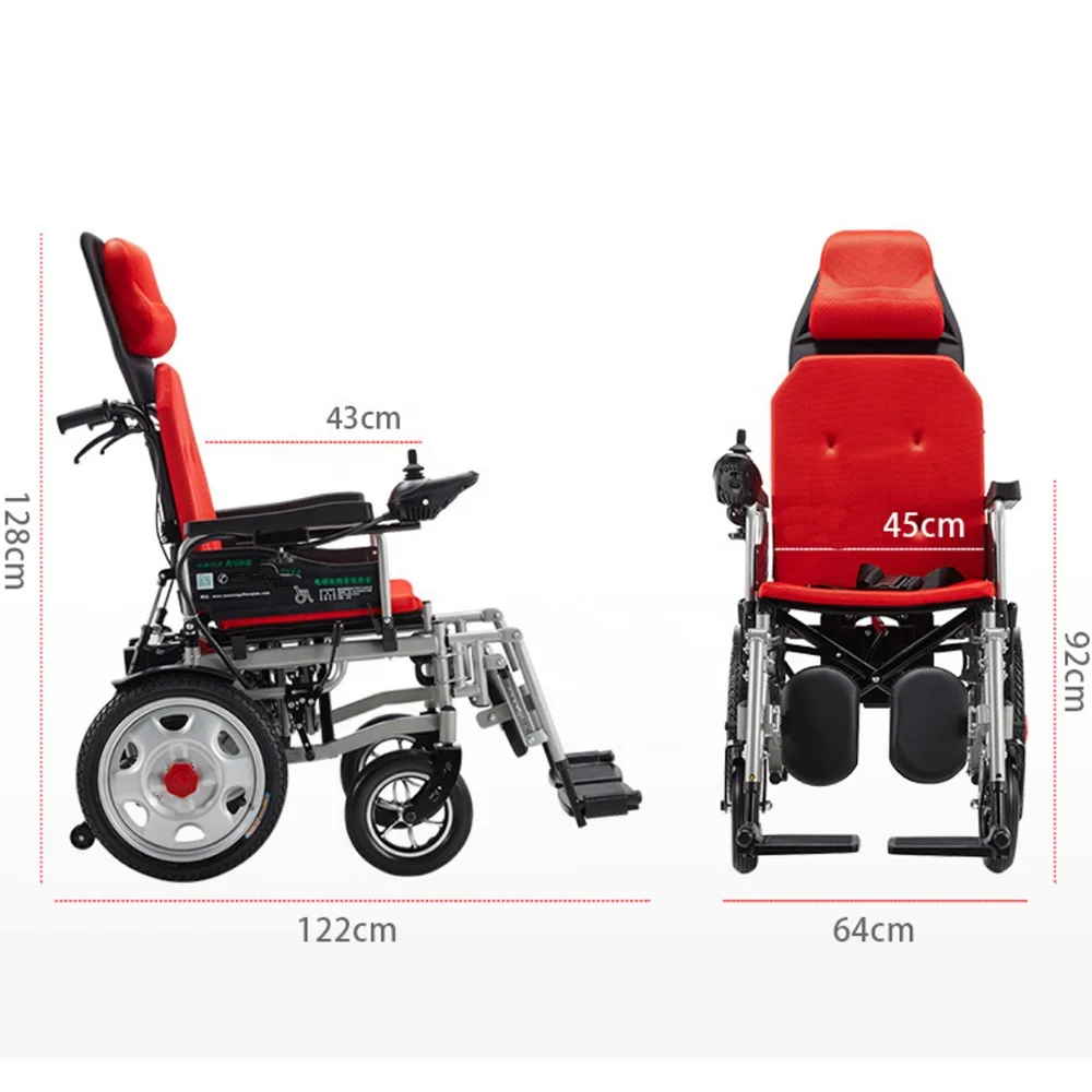 Manufacturer directly sell  handicapped folding lightweight electric wheelchair with power wheelchair batteries with good price