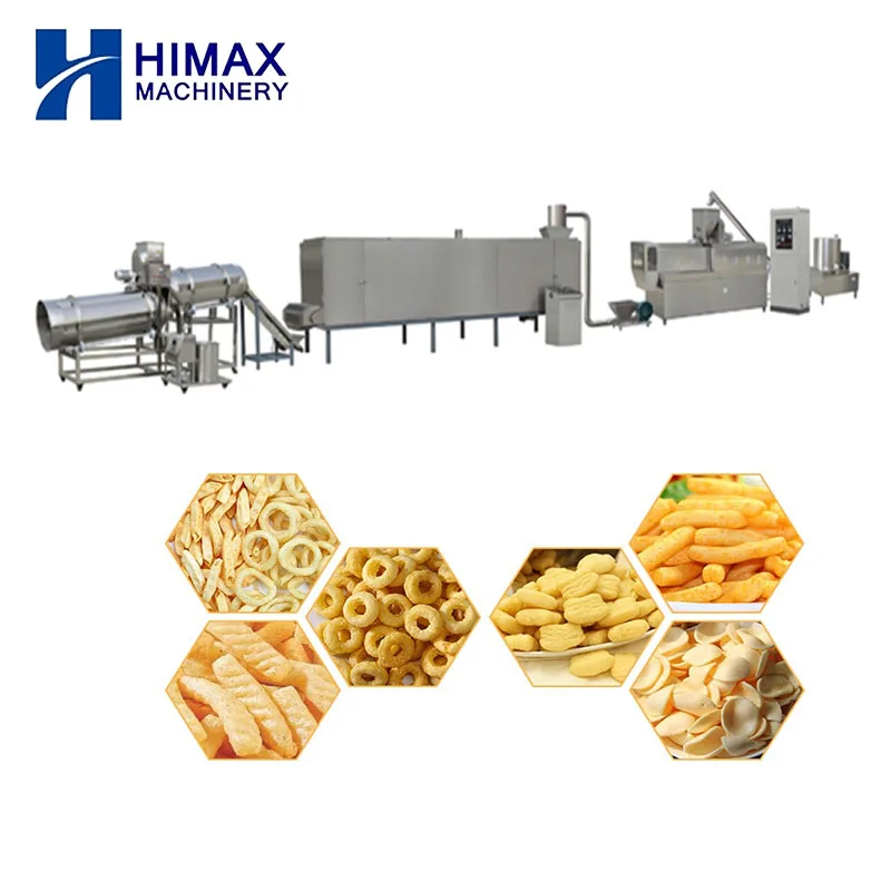 Stainless steel puffed corn snaks food making twin screw extruder 150 Kg/h food snacks machine cheese puff snack food line