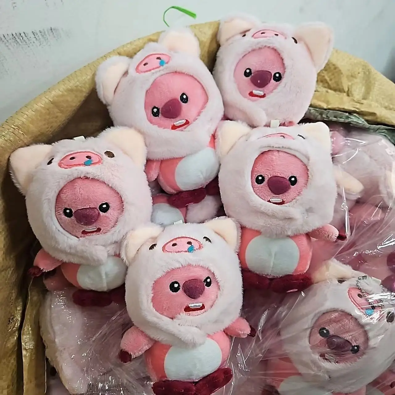 Cute Beaver Doll Plush Keychain Pendant Pink Plush Keychain