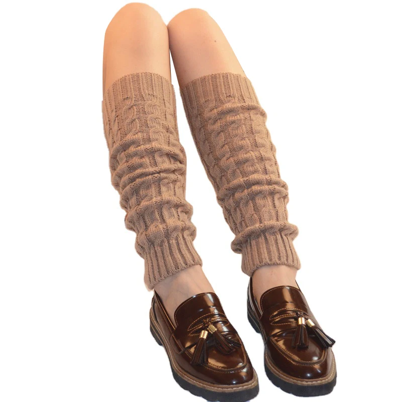 Custom logo girls women extra long knitted leg warmers winter