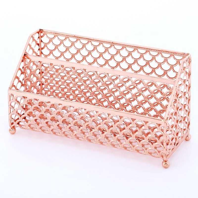 Desk Mail Organizer Small File Holders Rose Gloden Letter Metal Mesh A4 A5 Document for