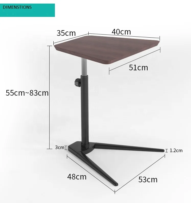 Mini home and office adjustable height small narrow over bed table