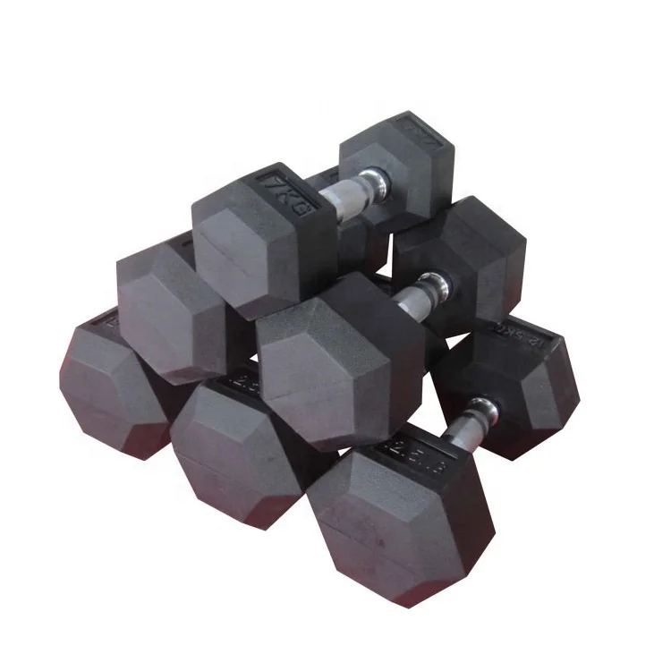 
Wholesale Gym Black Rubber Fitness Equipment Hex Dumbbell For Sport 