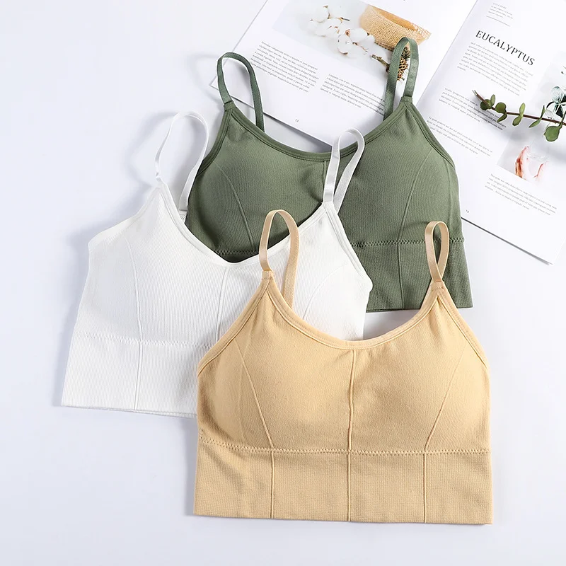 
Hot new style in Southeast Asia Women stripe gather underwear padded bra wrapped chest sports vest tube top Seamless bra 