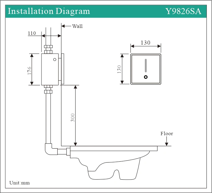 Push Button Auto Concealed Toilet Hands Free IR Sensor Flush Touch-less Sensor Flush Valve