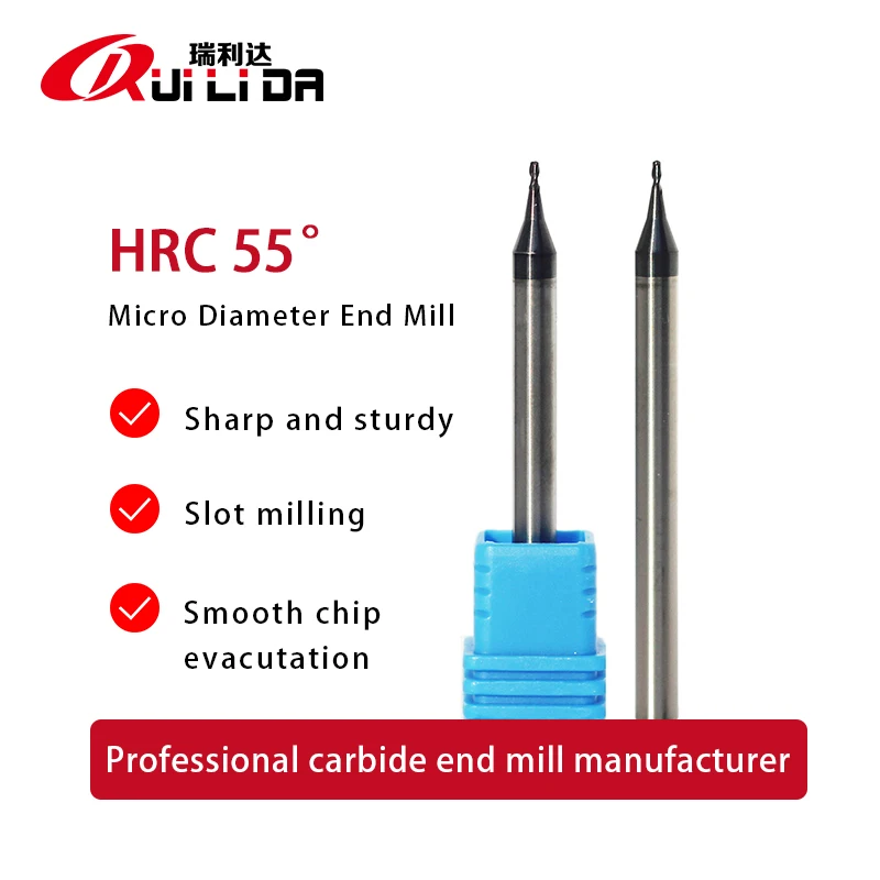 RLD HRC55 2 flute 0.2~0.9mm micro diameter solid carbide end mills milling cutter Nano black for steel